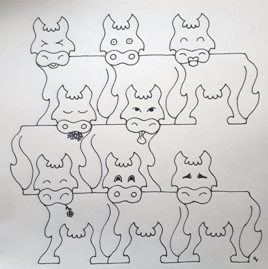 cow tesselation, pen op papier 30x30